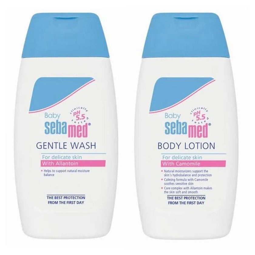 Sebamed Extra Soft Moisturizing Baby Gentle Wash For Delicate Baby Skin 200ml+ Baby Lotion 200ml Combo Pack
