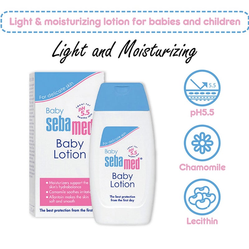Sebamed Extra Soft Moisturizing Baby Gentle Wash For Delicate Baby Skin 200 mL+ Baby Lotion 200 mL Combo Pack