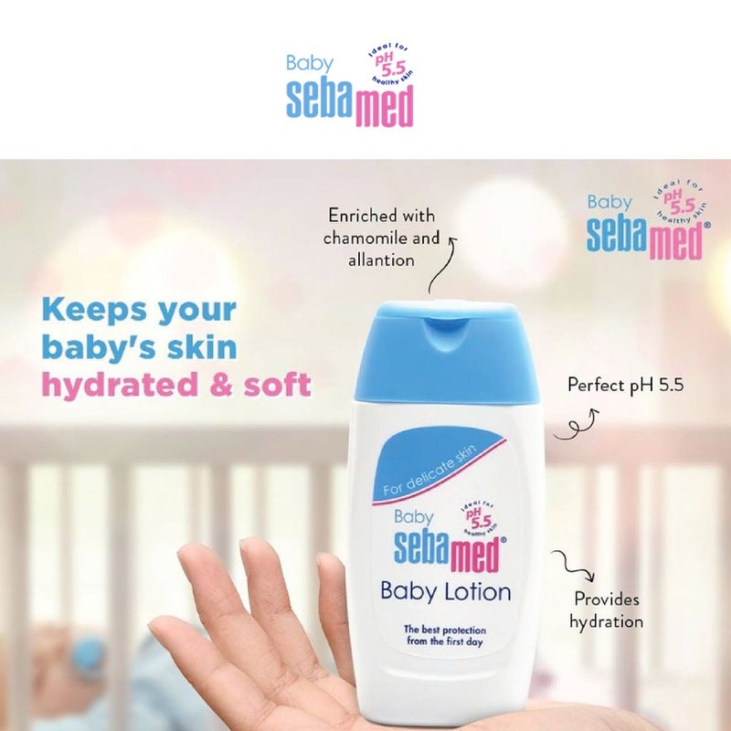 Sebamed Extra Soft Moisturizing Baby Gentle Wash For Delicate Baby Skin 200 mL+ Baby Lotion 200 mL Combo Pack