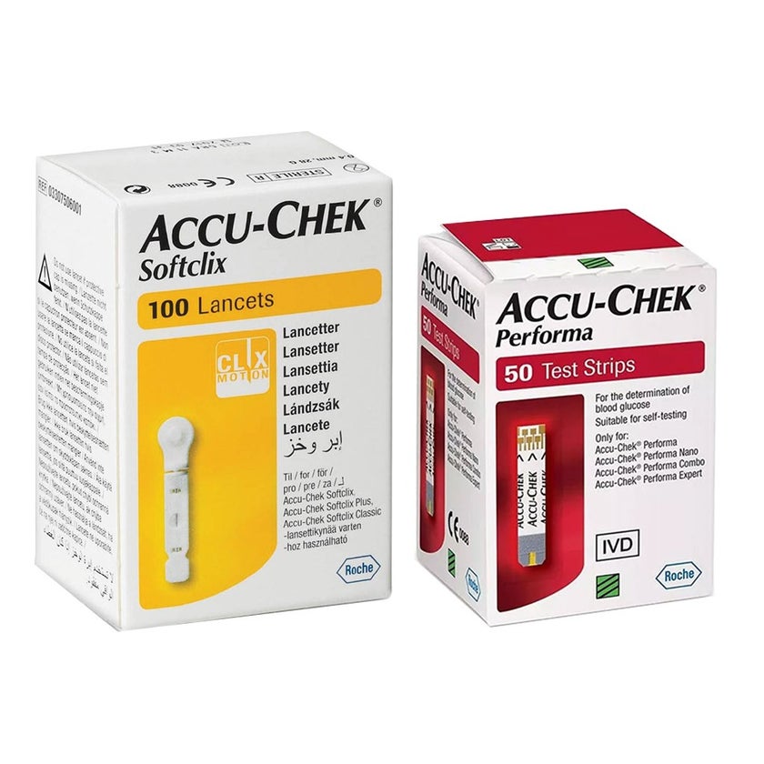 Accu-Chek Performa Blood Sugar Test Strips, Pack of 50's + Lancets - PROMO PACK