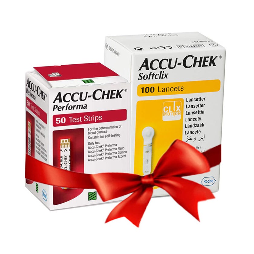 Accu-Chek Performa Blood Sugar Test Strips, Pack of 50's + Lancets - PROMO PACK
