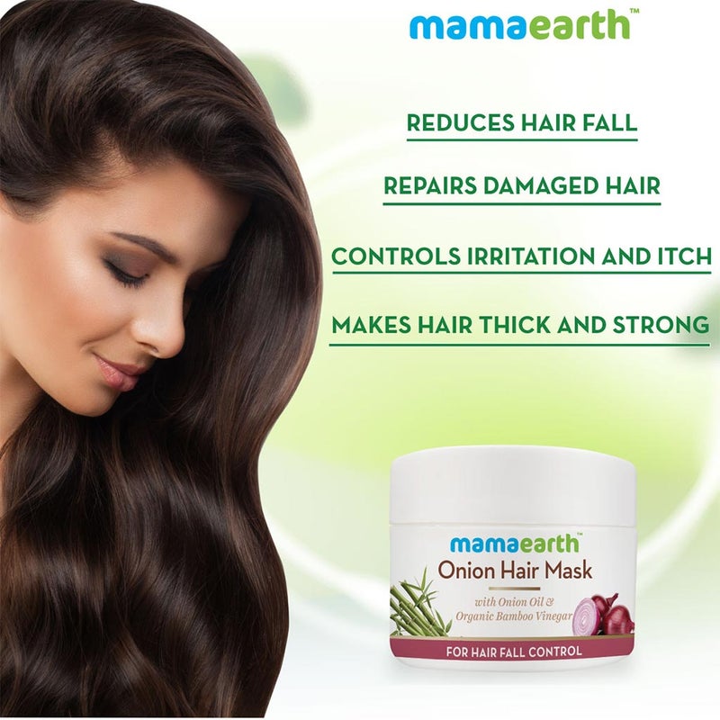 Mamaearth Onion Hair Mask With Onion Oil & Organic Bamboo Vinegar For Hair Fall Control 200 g