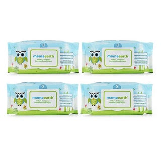 Mamaearth India's 1st Organic Bamboo Based Baby Wipes 72's Combo Pack 4's