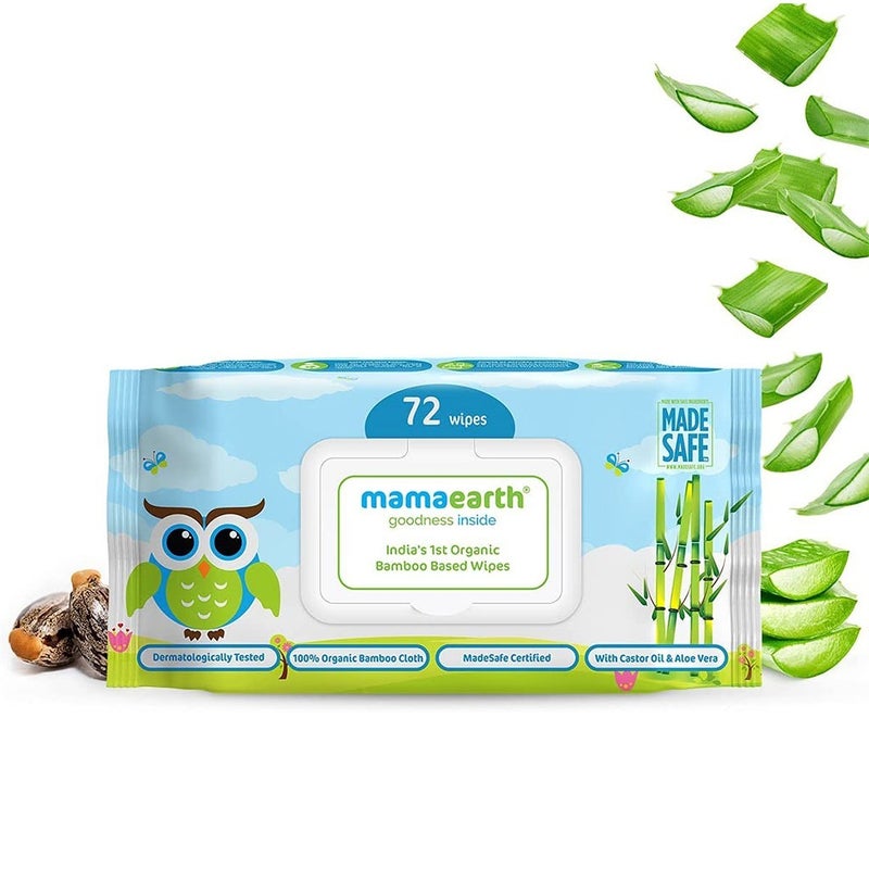 Mamaearth India's 1st Organic Bamboo Based Baby Wipes 72's Combo Pack 4's