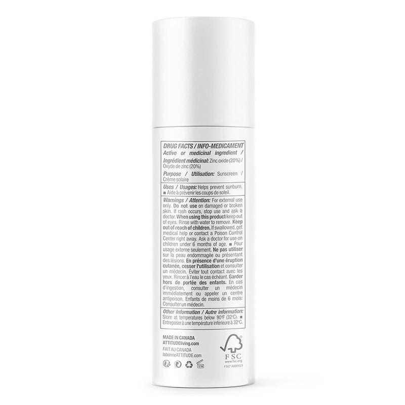 Attitude Sensitive Natural Care SPF30 Mineral Sunscreen Face Stick Unscented 30g