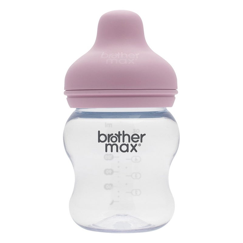 Brother Max Extra Wide Neck Anti Colic Feeding Glass Bottle 160 mL + S Teat Pink BM115P