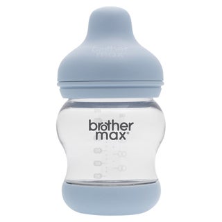 Brother Max Newborn Glass Anticolic Feeding Bottle 100 mL + SS Teat Blue BM100B