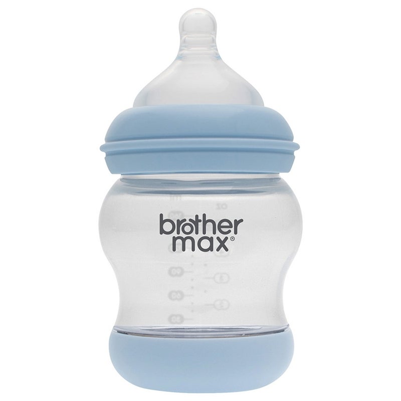 Brother Max Newborn Glass Anticolic Feeding Bottle 100 mL + SS Teat Blue BM100B