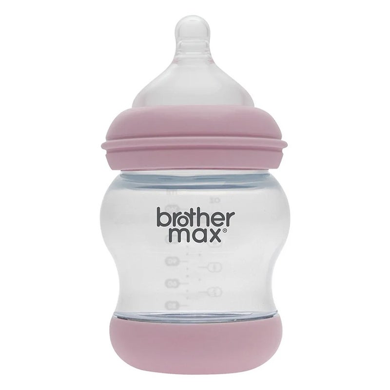 Brother Max Newborn Glass Anticolic Feeding Bottle 100 mL + SS Teat Pink BM100P