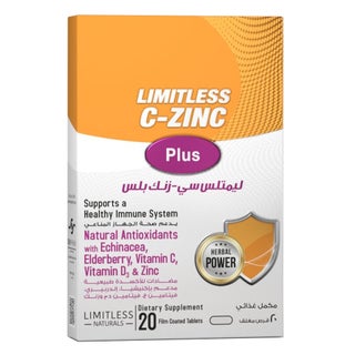 Eva Pharma Limitless C-Zinc Plus Tablets  For Healthy Immune System, Pack of 20's