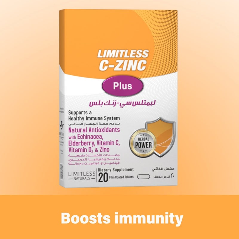 Eva Pharma Limitless C-Zinc Plus Tablets  For Healthy Immune System, Pack of 20's