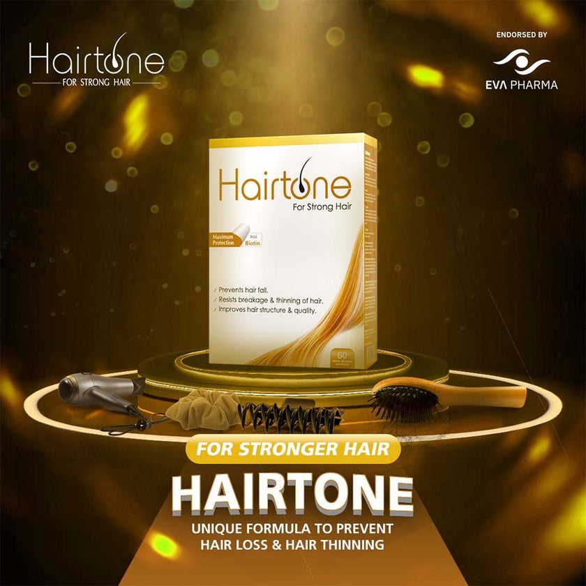 Eva Pharma Hairtone Capsules With Biotin For Strong Hair, Pack of 60's