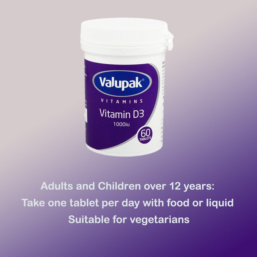 Valupak Vitamin D3 1000IU Tablet For Immunity, Pack of 60's