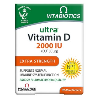 Vitabiotics Ultra Vitamin D3 2000IU Extra Strength Tablets For Healthy Immune System, Pack of 96's