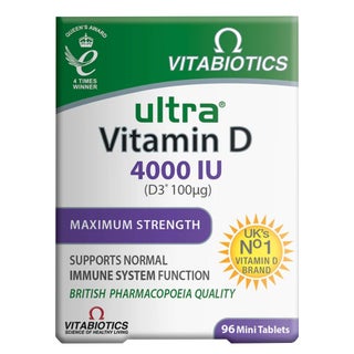 Vitabiotics Ultra Vitamin D3 4000IU Maximum Strength Tablets For Healthy Immune System, Pack of 96's