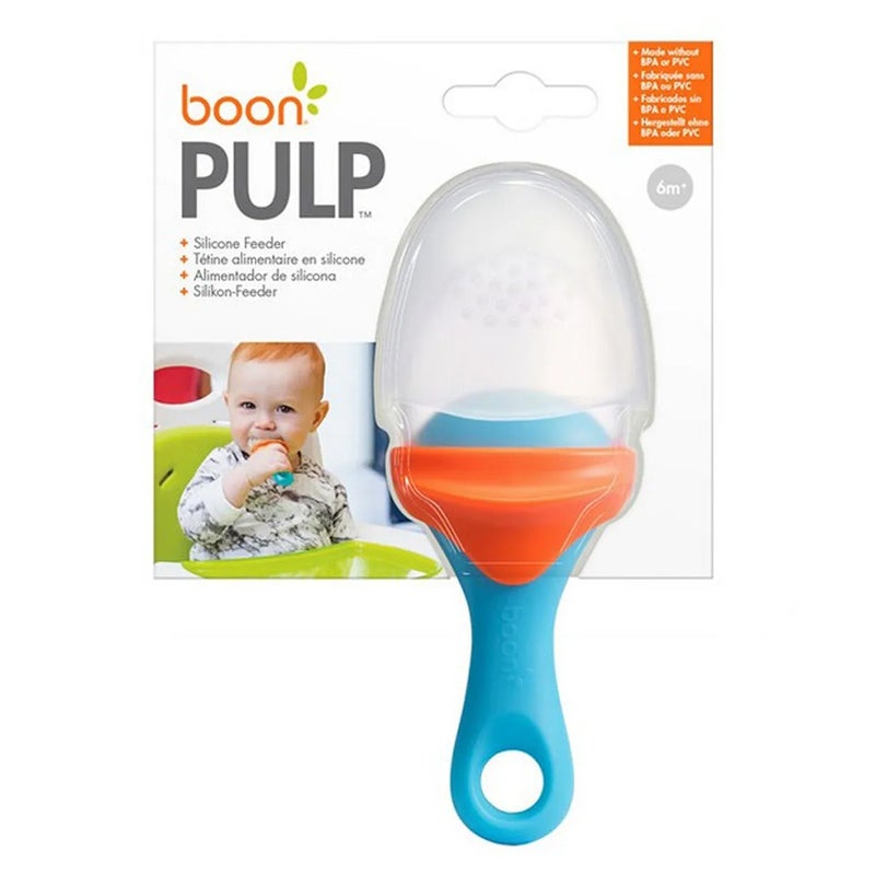 Boon Silicone Food Pulp Feeder Orange/Blue 1's