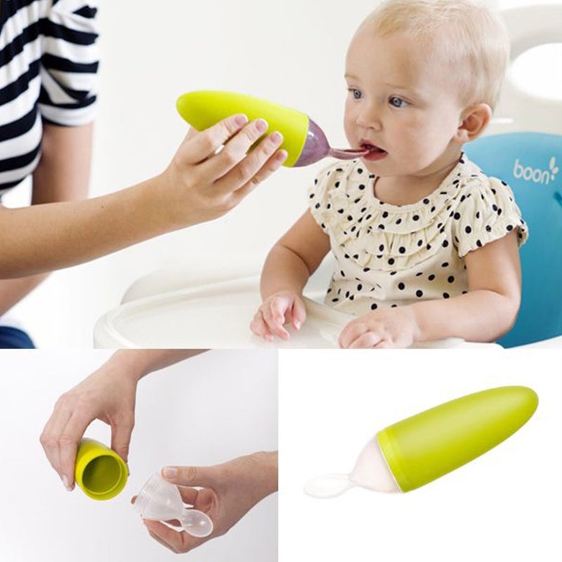 Boon Squirt Silicone Baby Food Dispensing Spoon Green