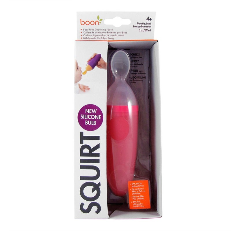 Boon Squirt Silicone Baby Food Dispensing Spoon Pink