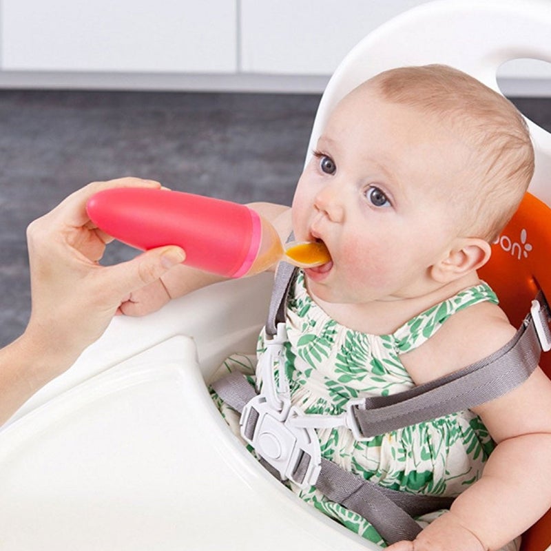 Boon Squirt Silicone Baby Food Dispensing Spoon Pink