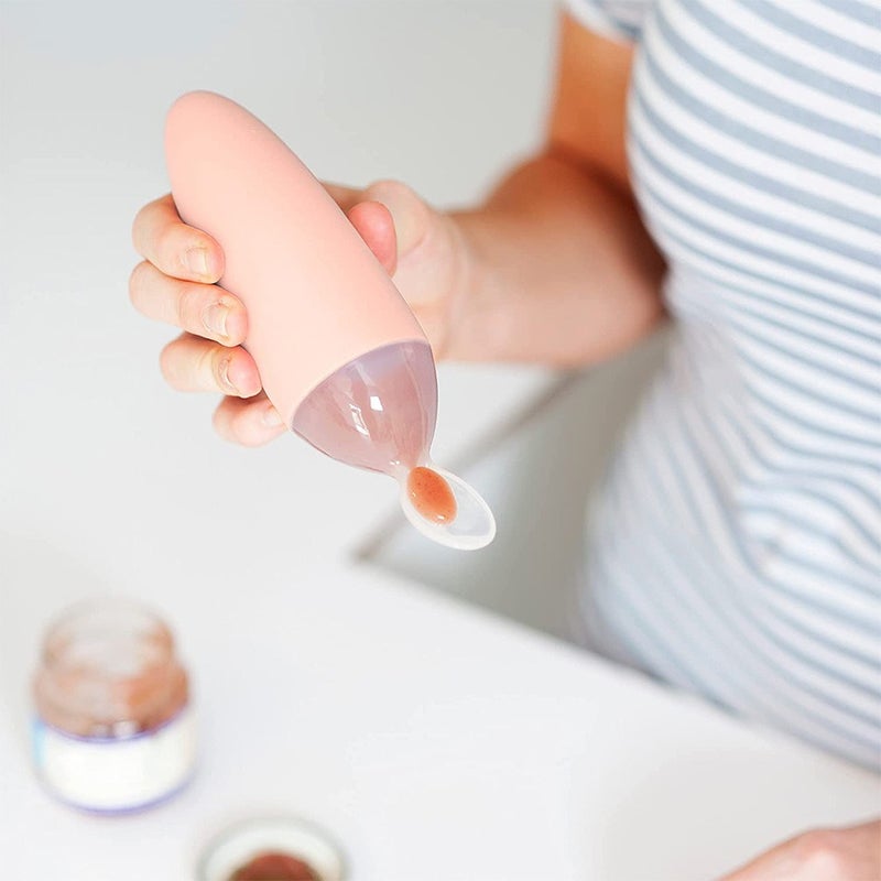Boon Squirt Silicone Baby Food Dispensing Spoon Light Pink