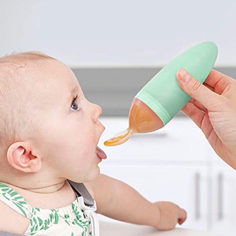 Boon Squirt Silicone Baby Food Dispensing Spoon Mint Green 
