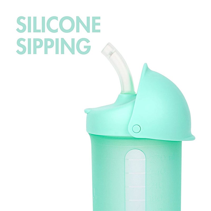 Boon Swig Silicone Straw Bottle For Kids 10 Oz Mint