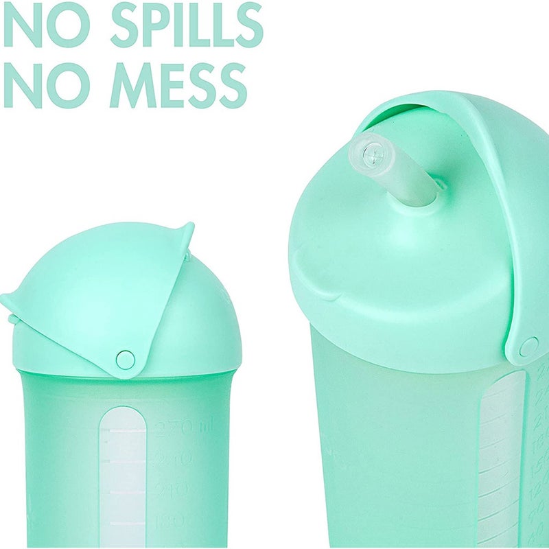Boon Swig Silicone Straw Bottle For Kids 10 Oz Mint
