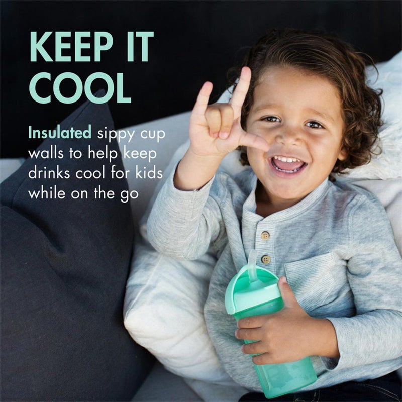 Boon Swig Silicone Straw Bottle For Kids 10 Oz Mint