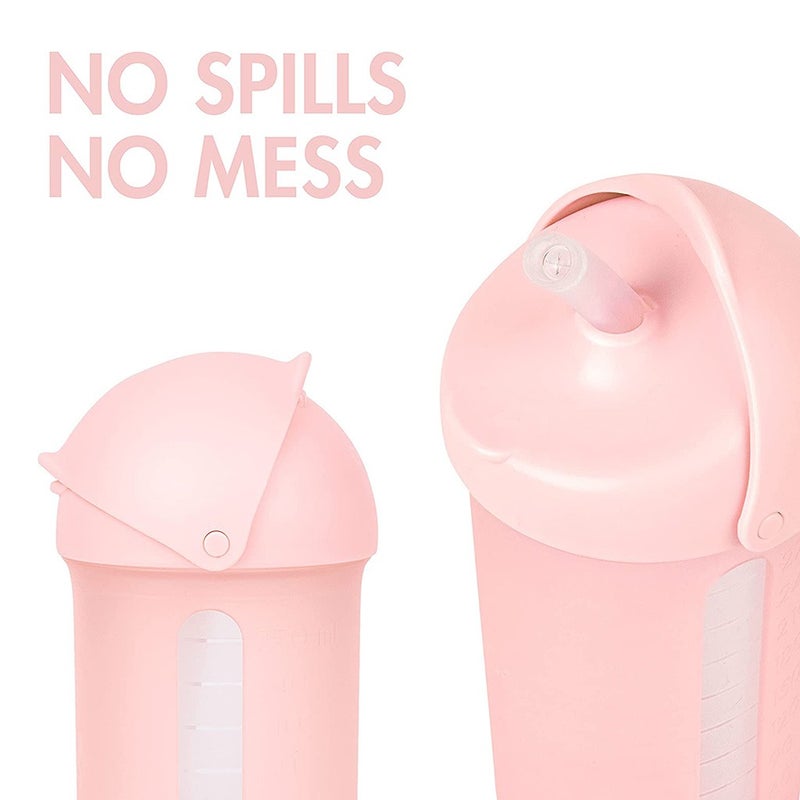 Boon Swig Silicone Straw Bottle For Kids 10 Oz Pink