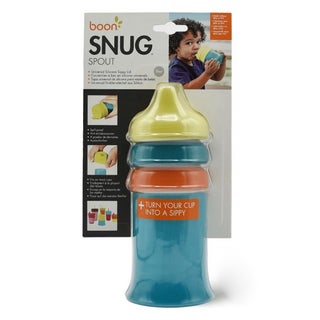 Boon Snug Reusable Stretchy Silicone Spout Cup & Lids For 9+Months Baby Boy, Pack of 3 Lids + 1 Cup