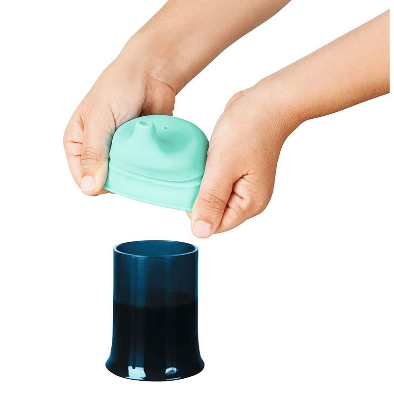 Boon Snug Reusable Stretchy Silicone Spout Cup & Lids For 9+Months Baby Boy, Pack of 3 Lids + 1 Cup