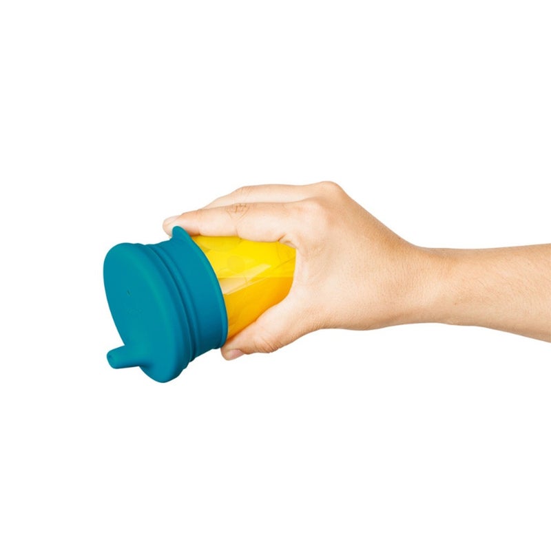 Boon Snug Reusable Stretchy Silicone Spout Cup & Lids For 9+Months Baby Boy, Pack of 3 Lids + 1 Cup