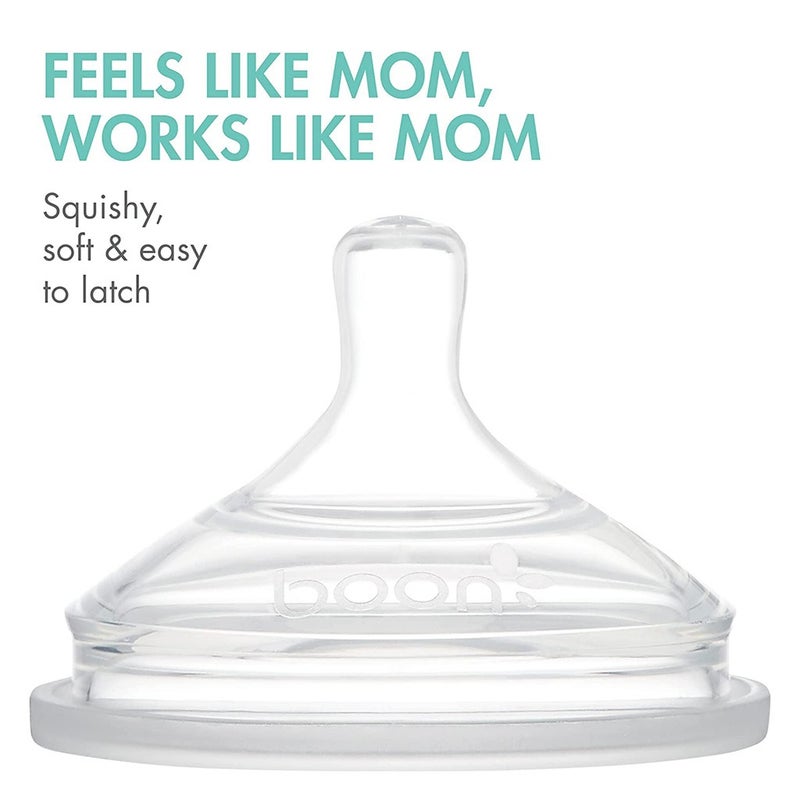 Boon Nursh Slow Flow Rate Baby Feeding Bottle 4 oz. For 0+ Months Baby, Monochrome, Pack of 3's