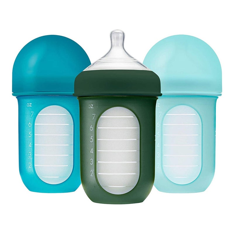 Boon Nursh 3 Months+ Feeding Bottle Blue Multi 236ml, 3's
