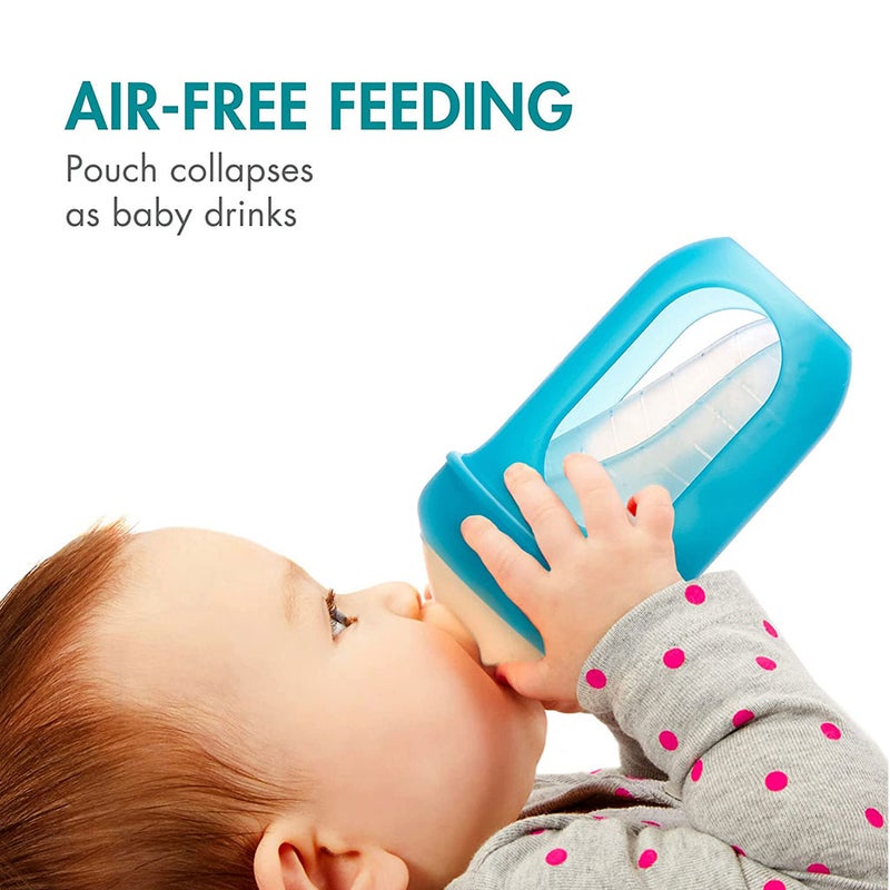 Boon Nursh 3 Months+ Feeding Bottle Blue Multi 236ml, 3's