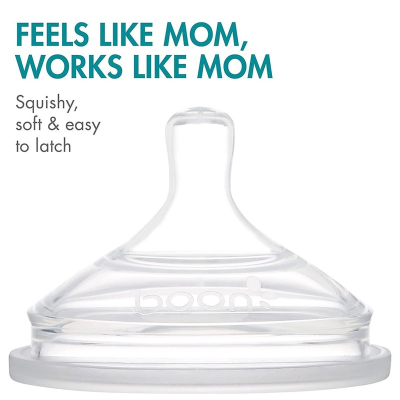 Boon Nursh 3 Months+ Feeding Bottle Blue Multi 236ml, 3's