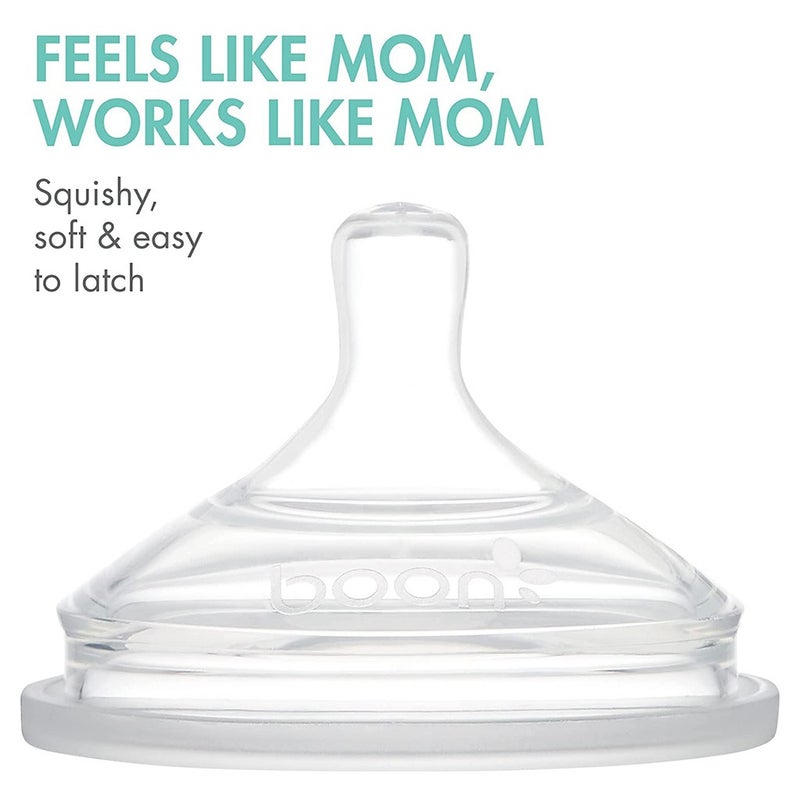 Boon Nursh Medium Flow Rate Baby Feeding Bottle 8 oz. For 3+Months Baby, Monochrome, Pack of 3's