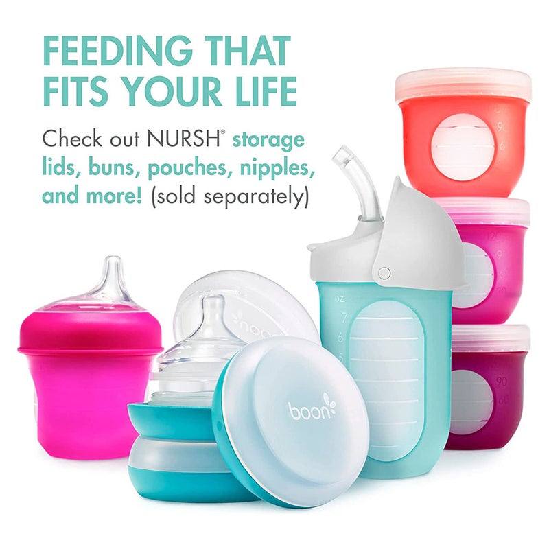 Boon Nursh Medium Flow Rate Baby Feeding Bottle 8 oz. For 3+Months Baby, Monochrome, Pack of 3's