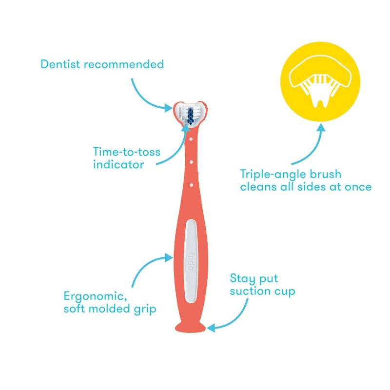 FridaBaby Triple-Angle Toothhugger Training Toothbrush Pink For Toddlers
