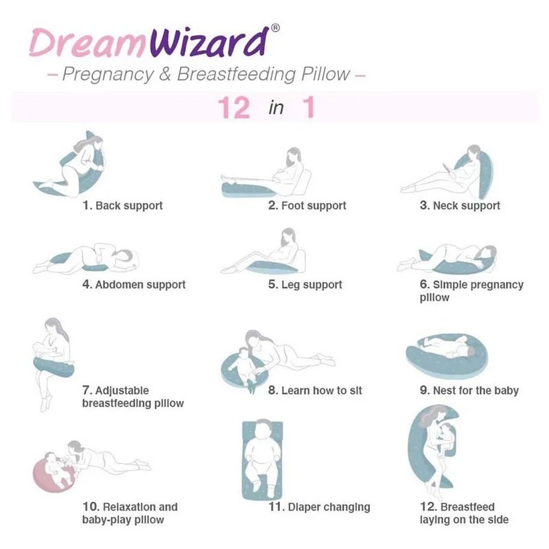 Nuvita Dreamwizard 12-In-1 Pregnancy & Nursing Pillow - Grigio Bianco In Grey