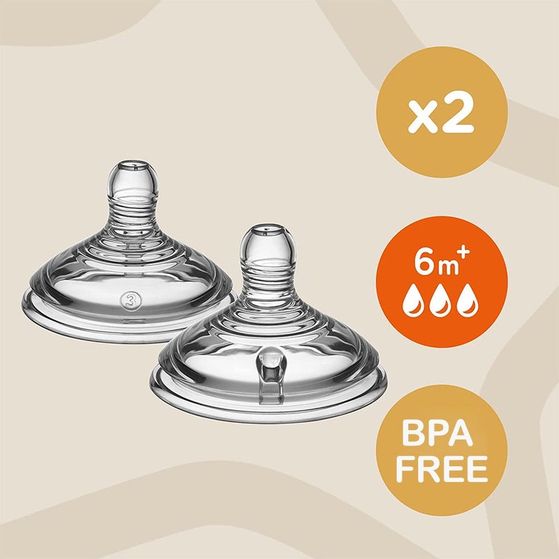 Tommee Tippee Closer To Nature Fast Flow Anti-Colic Bottle Teats-2 Pieces