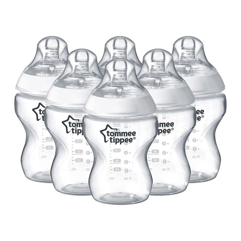 Tommee Tippee Closer To Nature Baby Feeding Bottle For 0 Months+ Babies 260ml-Pack Of 6