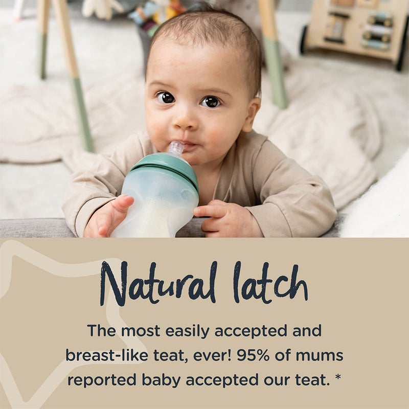 Tommee Tippee Closer To Nature Soft Feel Silicone Slow Flow Baby Bottles With Anti-Colic Valve For 0+Months 260ml, Pack of 2's