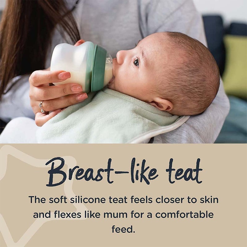 Tommee Tippee Closer To Nature Soft Feel Silicone Slow Flow Baby Bottles With Anti-Colic Valve For 0+Months 260ml, Pack of 2's