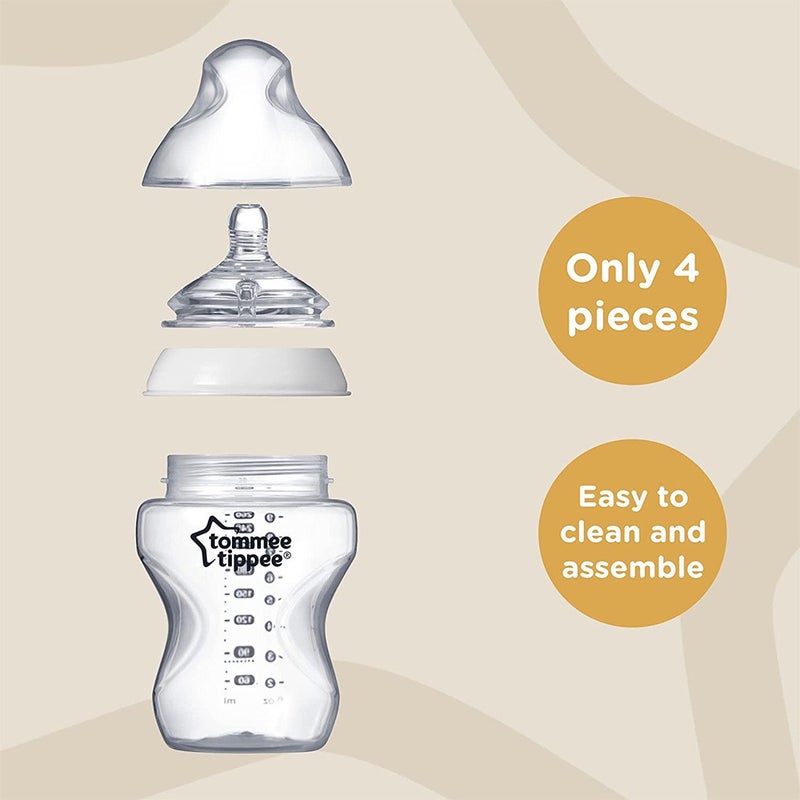 Tommee Tippee Closer To Nature Feeding Bottle Starter Kit, For 0+ Month Babies, Purple, Pack of 9 Pieces