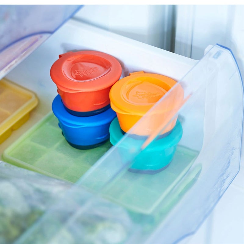 Tommee Tippee Pop Ups Freezer Pots & Tray Multicolor For 4 Months+ babies-Pack of 4