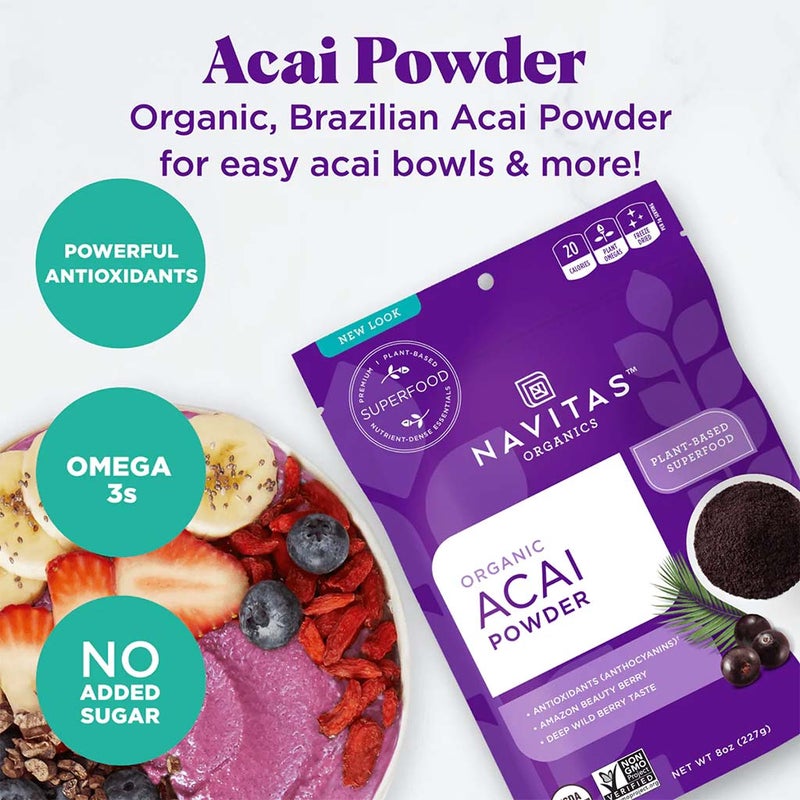 Navitas Organics Plant based Superfood Organic Acai Berry Powder 227g