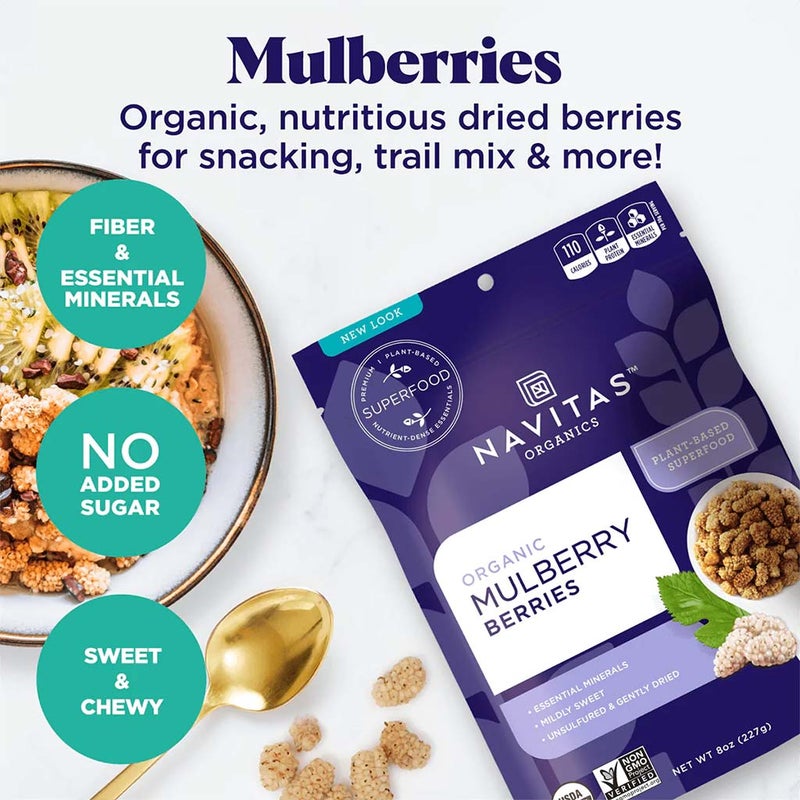 Navitas Organics Plant based Superfood Organic Mulberry Berries 227g