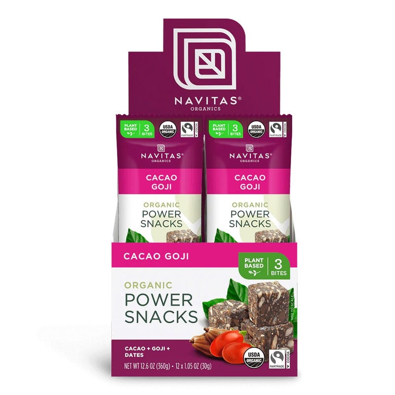 Navitas Organics Organic Cacoa + Goji + Dates Power Snacks 30g, 12's
