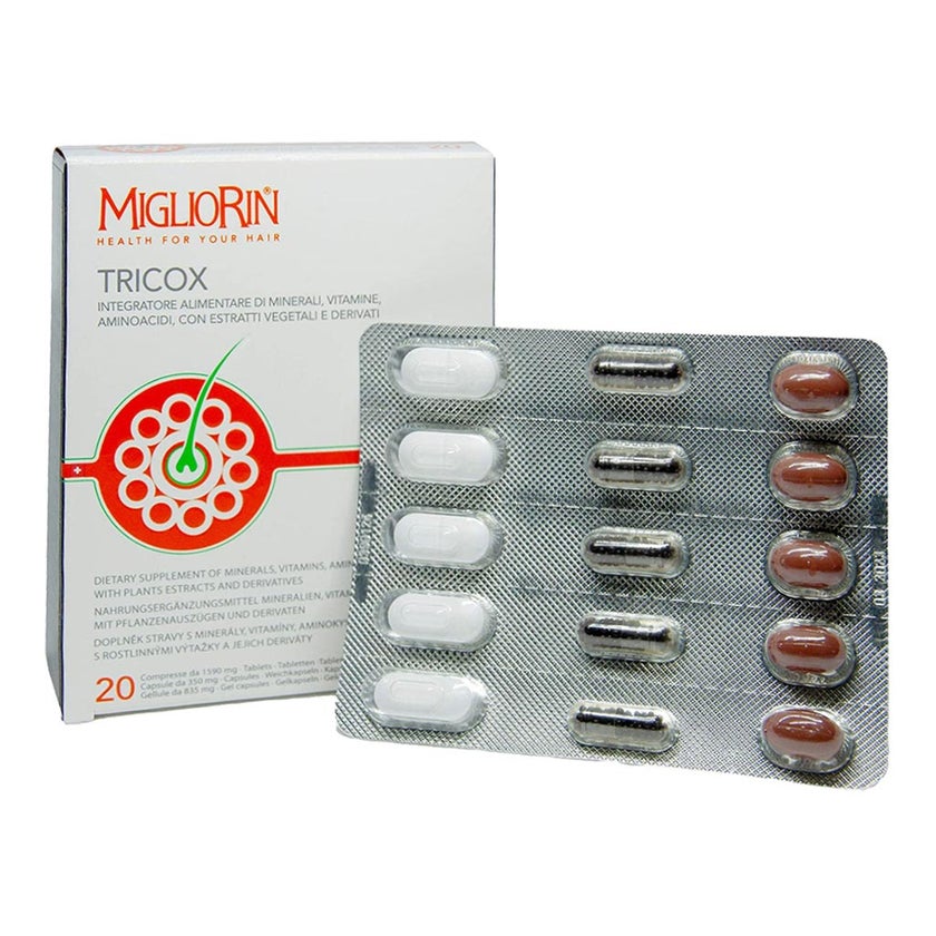 Migliorin Tricox Tablets 20 Servings + Adjuvant Anti-Hair Loss Spray Lotion 125ml Anti-Hair Loss PROMO PACK 